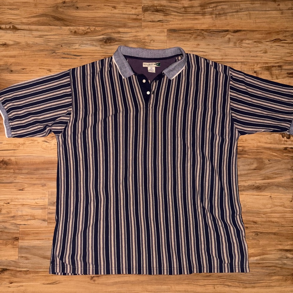 Vintage Duck Head Purple and White Striped Polo Shirt
